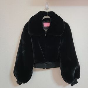 Azalea Wang Black Faux Fur Jacket